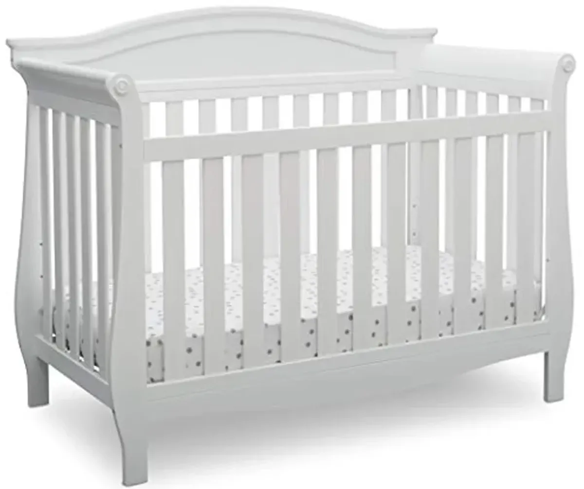 Delta Children Lancaster 4-in-1 Convertible Baby Crib, Bianca White & Contoured Changing Pad, White