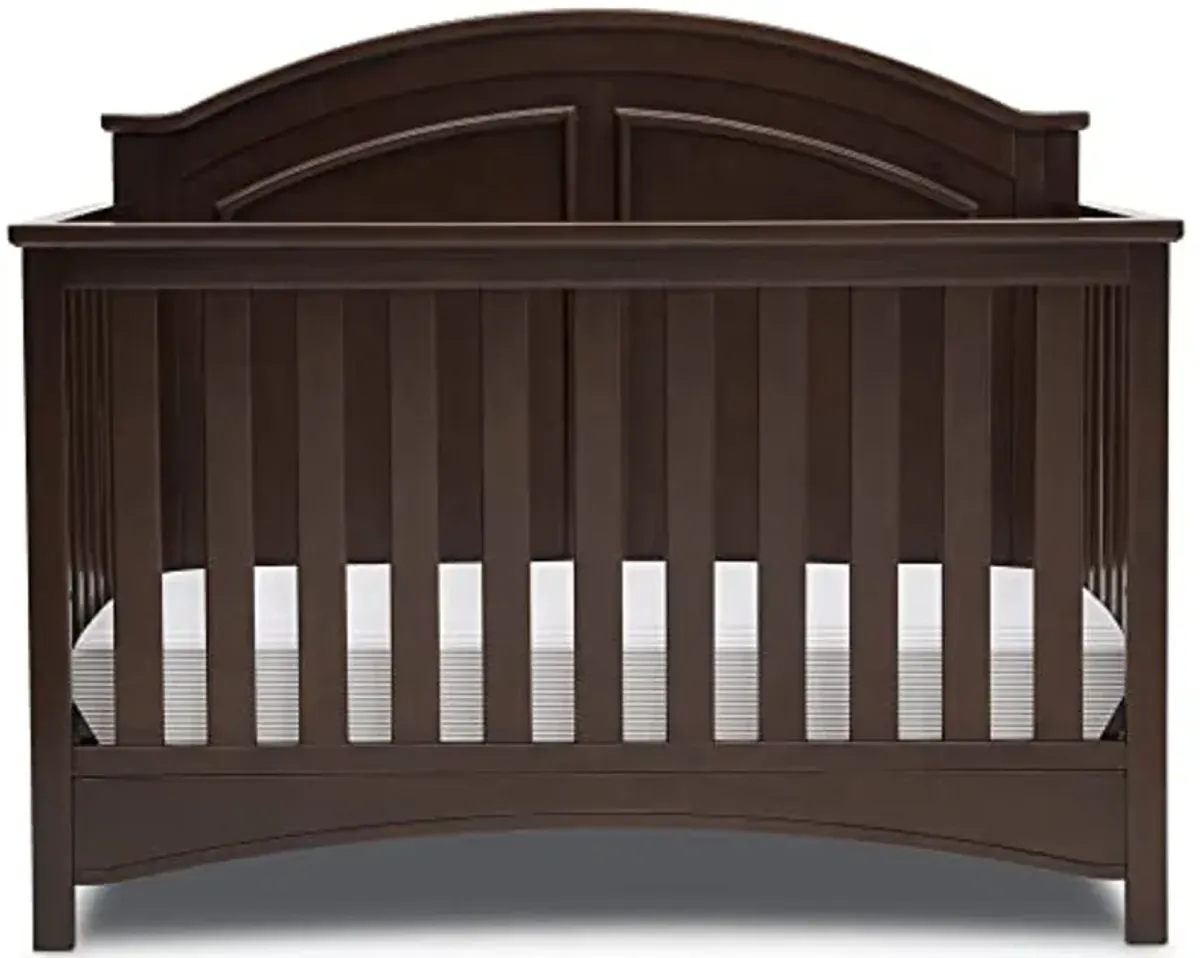 Delta Children Perry 6-in-1 Convertible Crib - Greenguard Gold Certified, Walnut Espresso & Infant Changing Table with Pad, Espresso Cherry