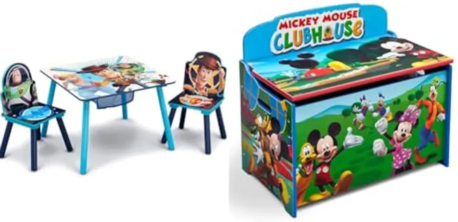 Delta Children Kids Table and Chair Set with Storage (2 Chairs Included) - Ideal for Arts & Crafts, Snack Time & Deluxe Toy Box, Disney Mickey Mouse