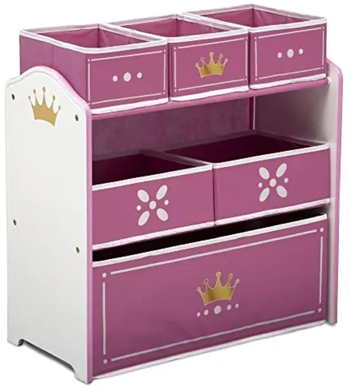 Delta Children Design and Store 6 Bin Toy Organizer, Grey/Blue & Princess Crown Design & Store 6 Bin Toy Storage Organizer - Greenguard Gold Certified