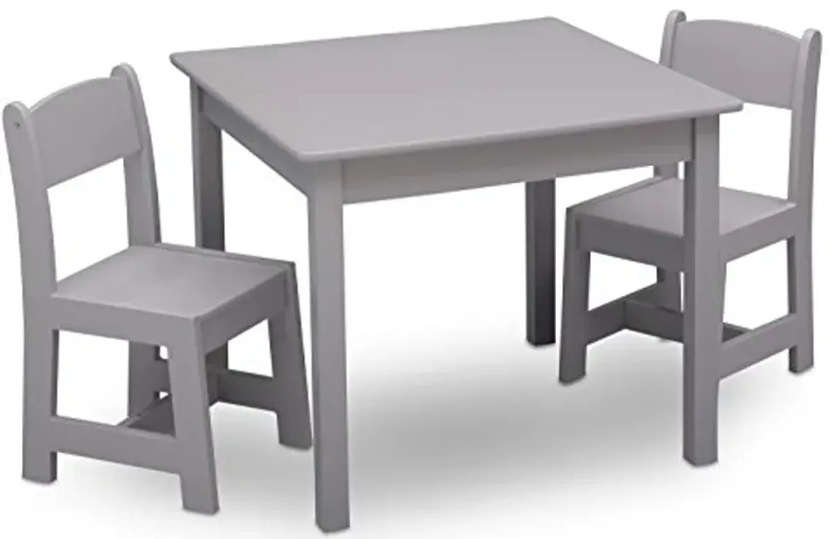 Delta Children MySize Bookshelf - Greenguard Gold Certified, Grey & MySize Kids Wood Table and Chair Set (2 Chairs Included) - Ideal for Arts & Crafts