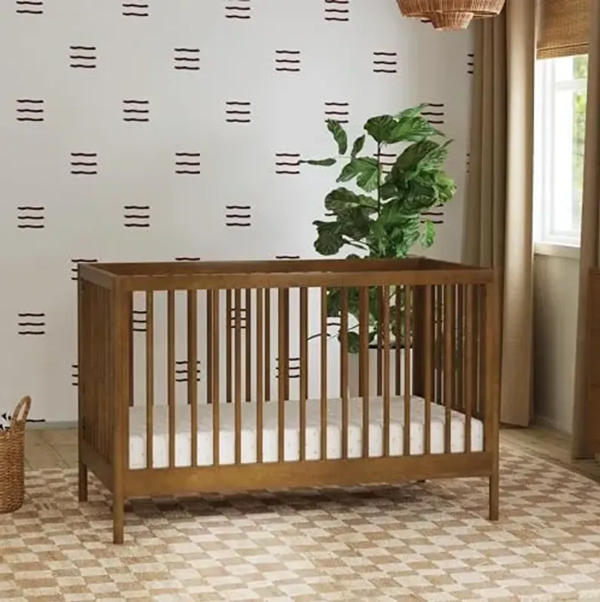 Davinci Birdie 3-in-1 Convertible Baby Crib with Wooden Toddler Bed & Daybed Conversion - Easy to Assemble & GREENGUARD Gold Certified - 4 Adjustable Mattress Heights - Walnut