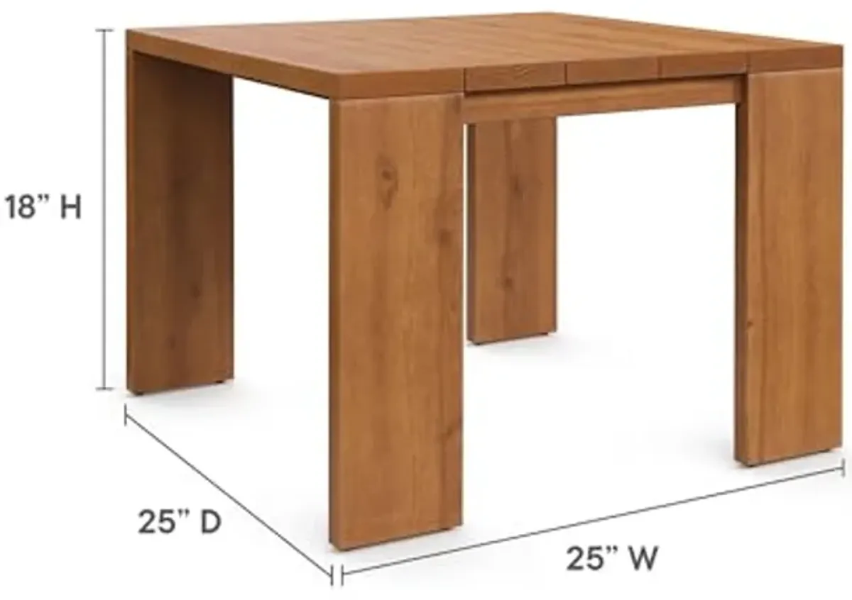 Modway Tahoe Acacia Wood Outdoor Patio Side Table in Natural - Ideal as Perfect Porch Furniture or Square Accent Table