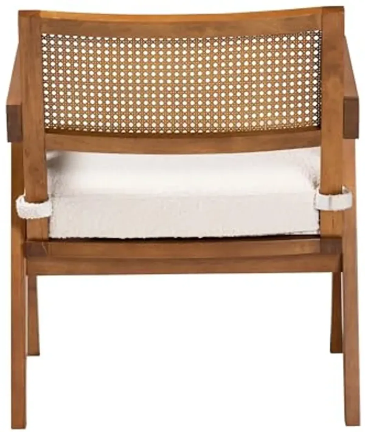 Baxton Studio Jetsam Japandi Cream Boucle Fabric and Walnut Brown Finished Wood Arm Chair