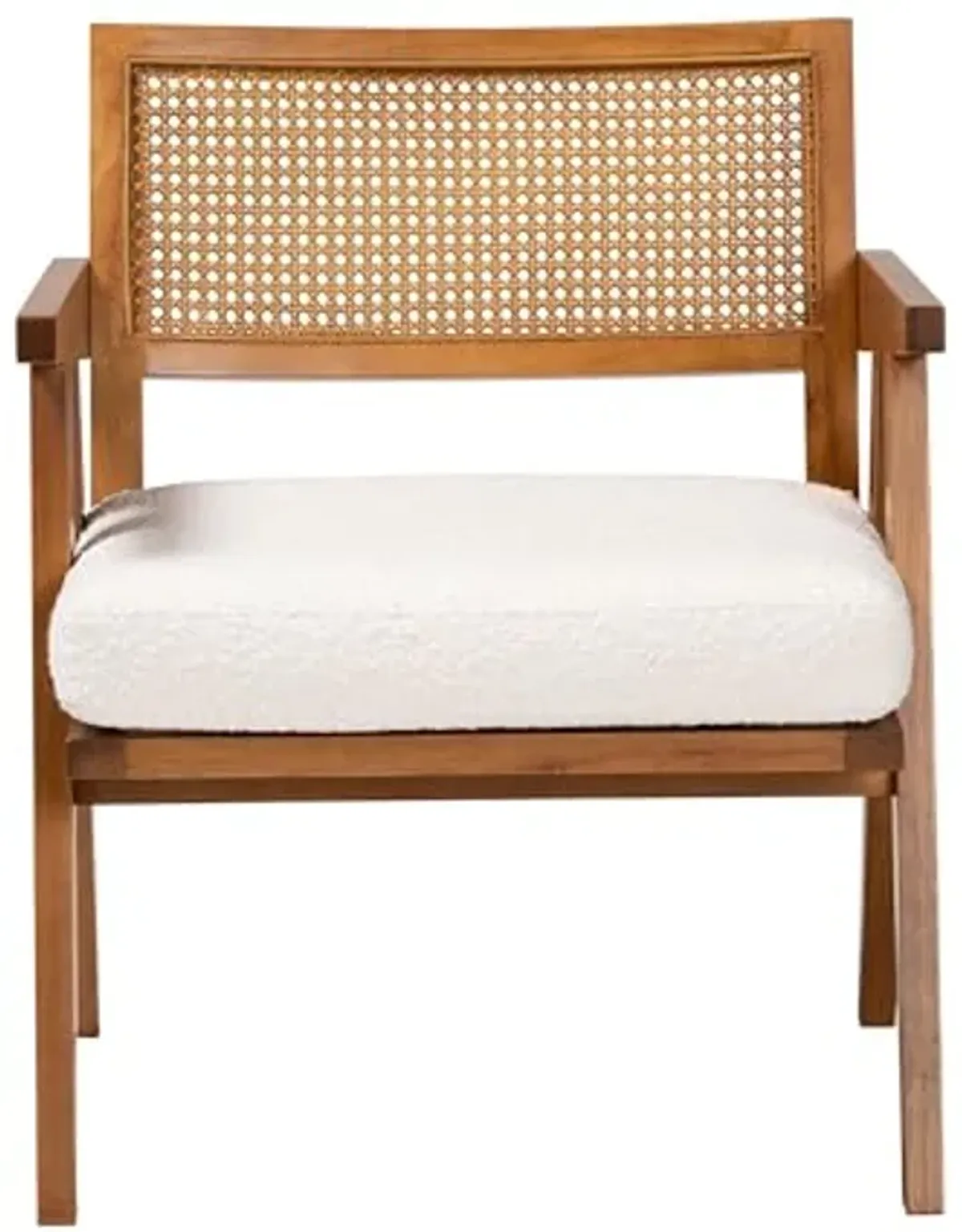 Baxton Studio Jetsam Japandi Cream Boucle Fabric and Walnut Brown Finished Wood Arm Chair