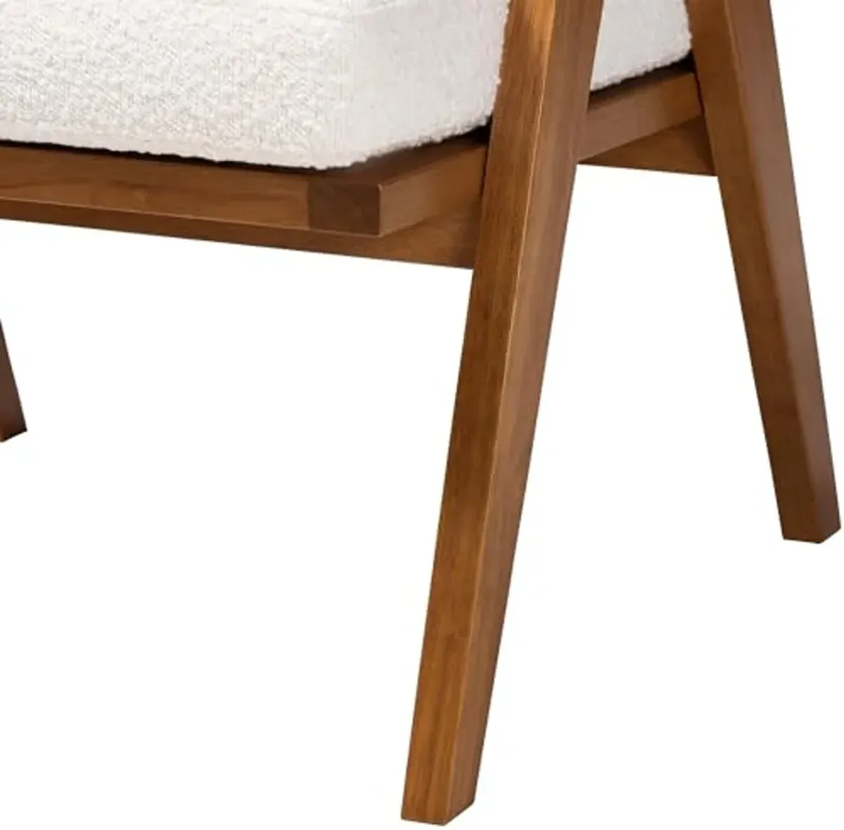 Baxton Studio Jetsam Japandi Cream Boucle Fabric and Walnut Brown Finished Wood Arm Chair