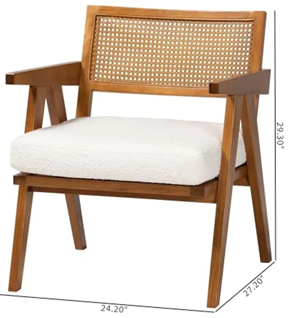 Baxton Studio Jetsam Japandi Cream Boucle Fabric and Walnut Brown Finished Wood Arm Chair