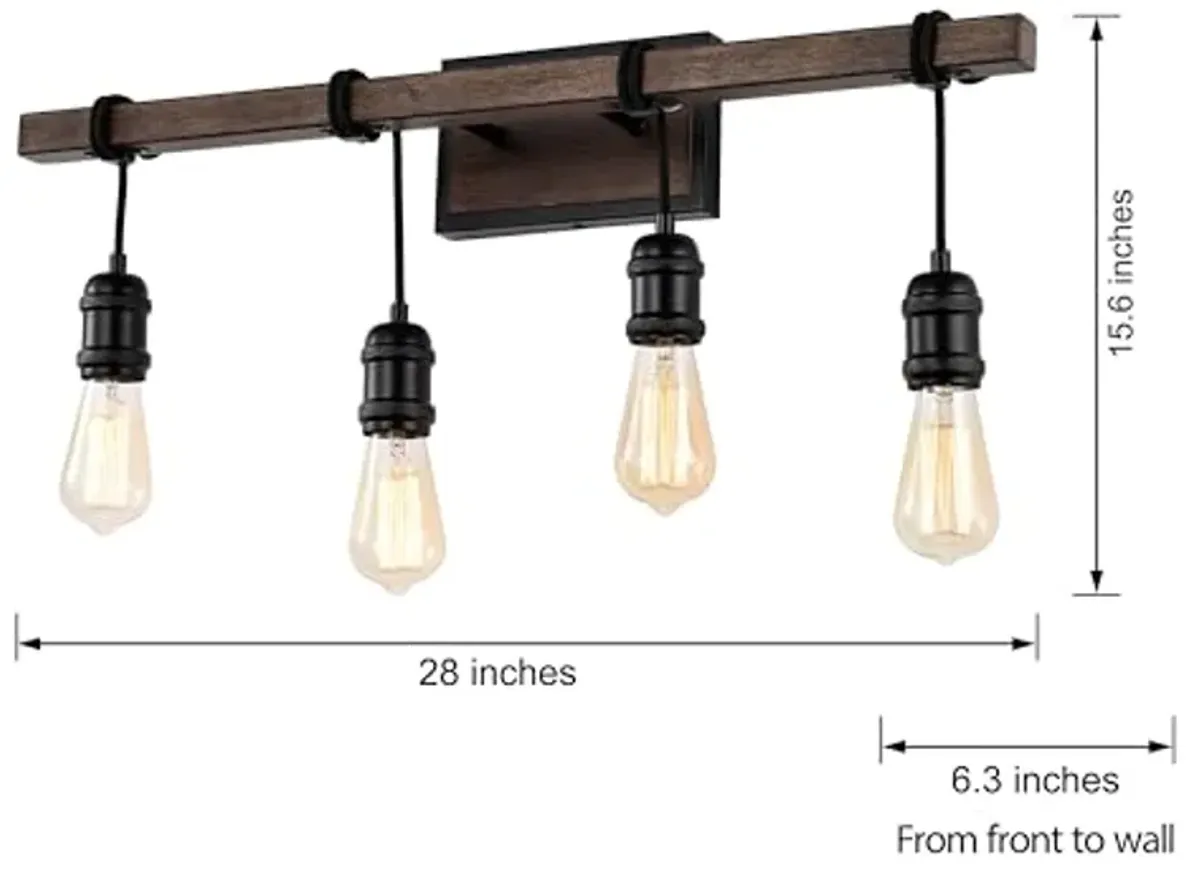 The Lighting Store Betisa 4-Light Antique Black and Faux Wood Grain Finish Wall Sconce