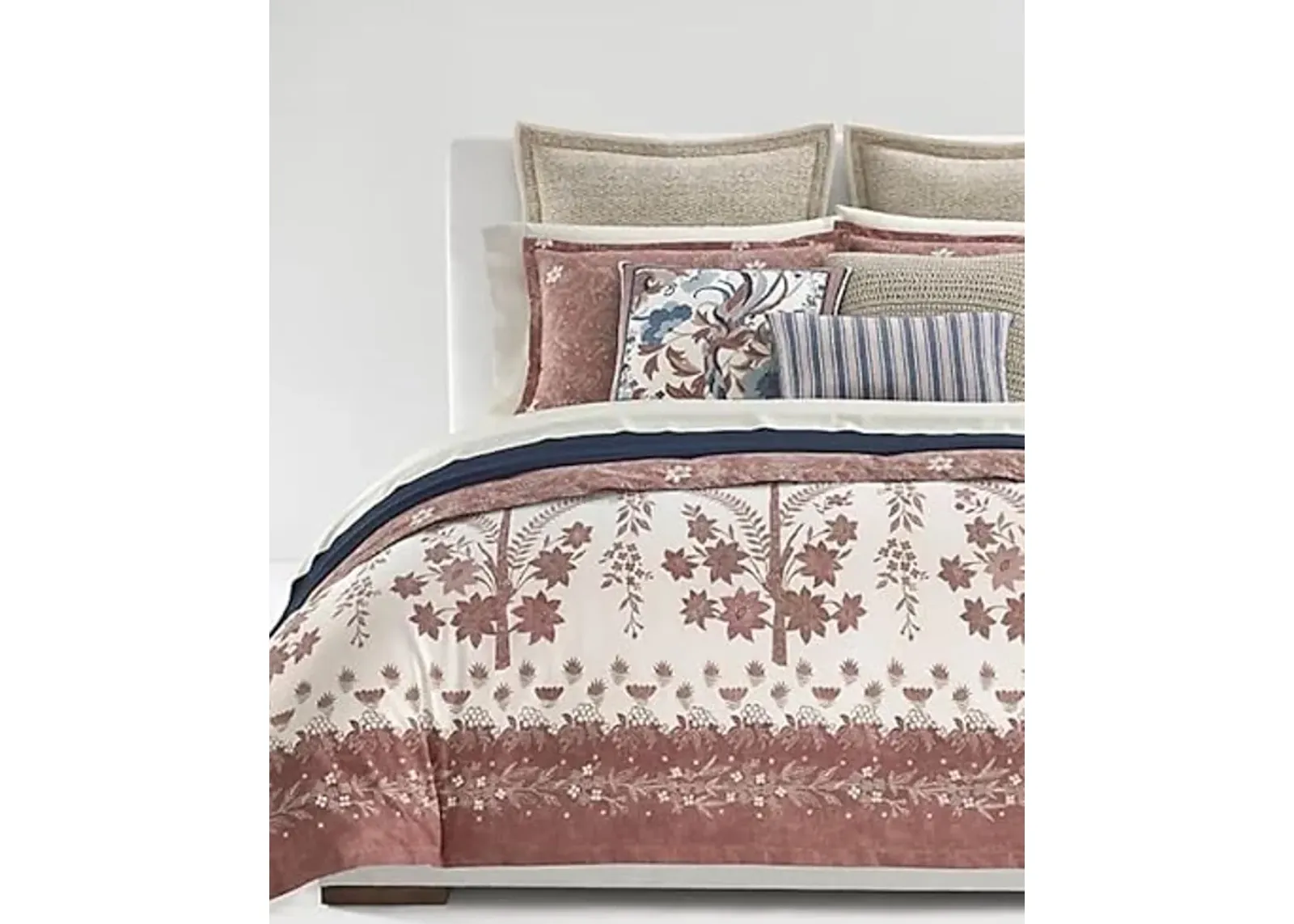 Lauren Ralph Lauren Isla Floral 3 Pc Duvet Cover Set King Dusty Rose Pink Brick Cream (King (U.S. Standard))