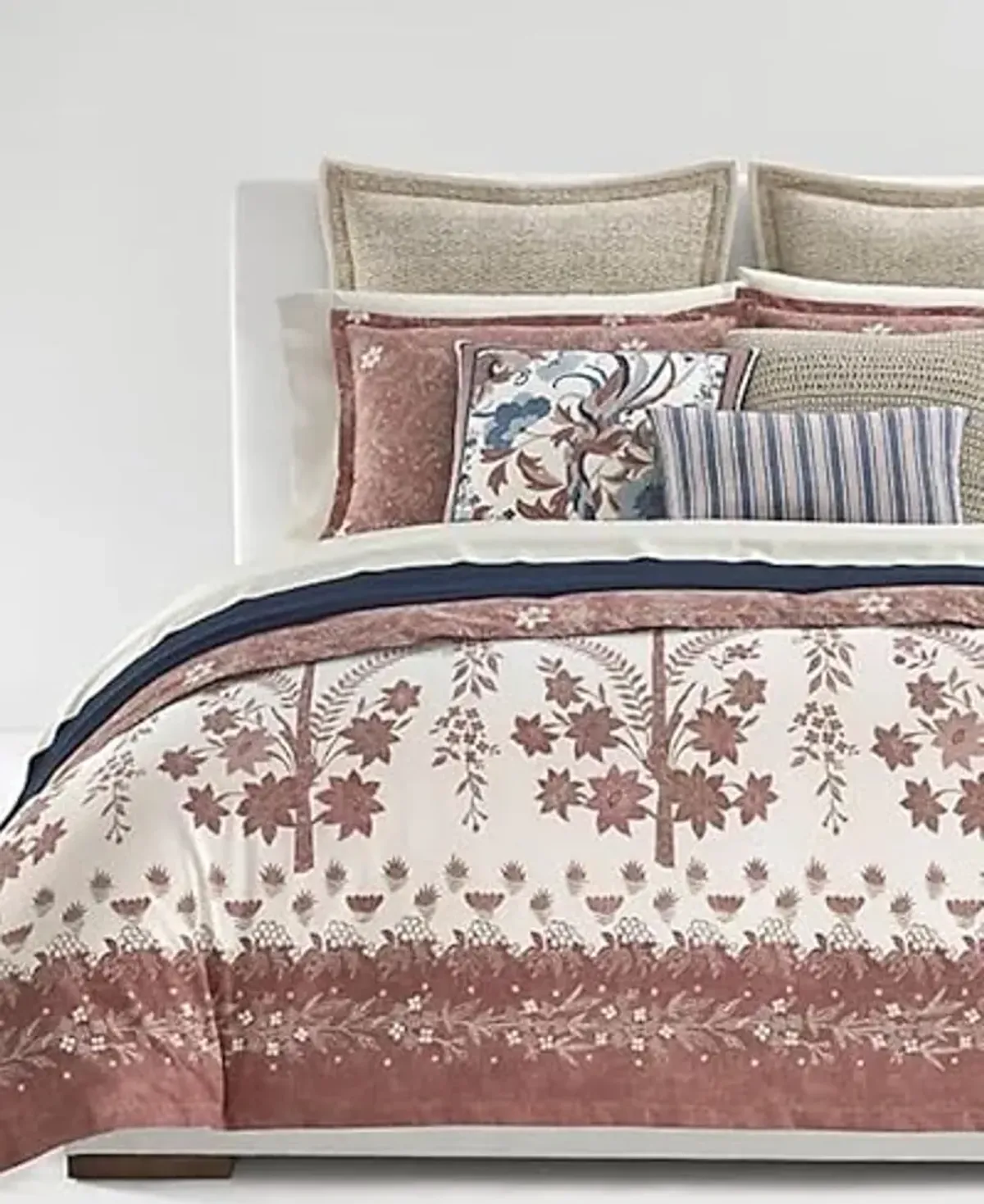 Lauren Ralph Lauren Isla Floral 3 Pc Duvet Cover Set King Dusty Rose Pink Brick Cream (King (U.S. Standard))