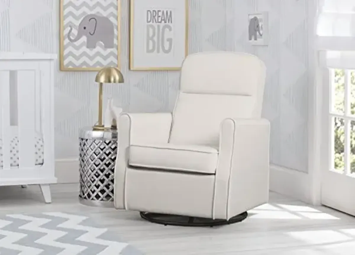 Delta Children Blair Slim Nursery Glider Swivel Rocker Chair, Cream & Sutton 3 Drawer Dresser with Changing Top, White
