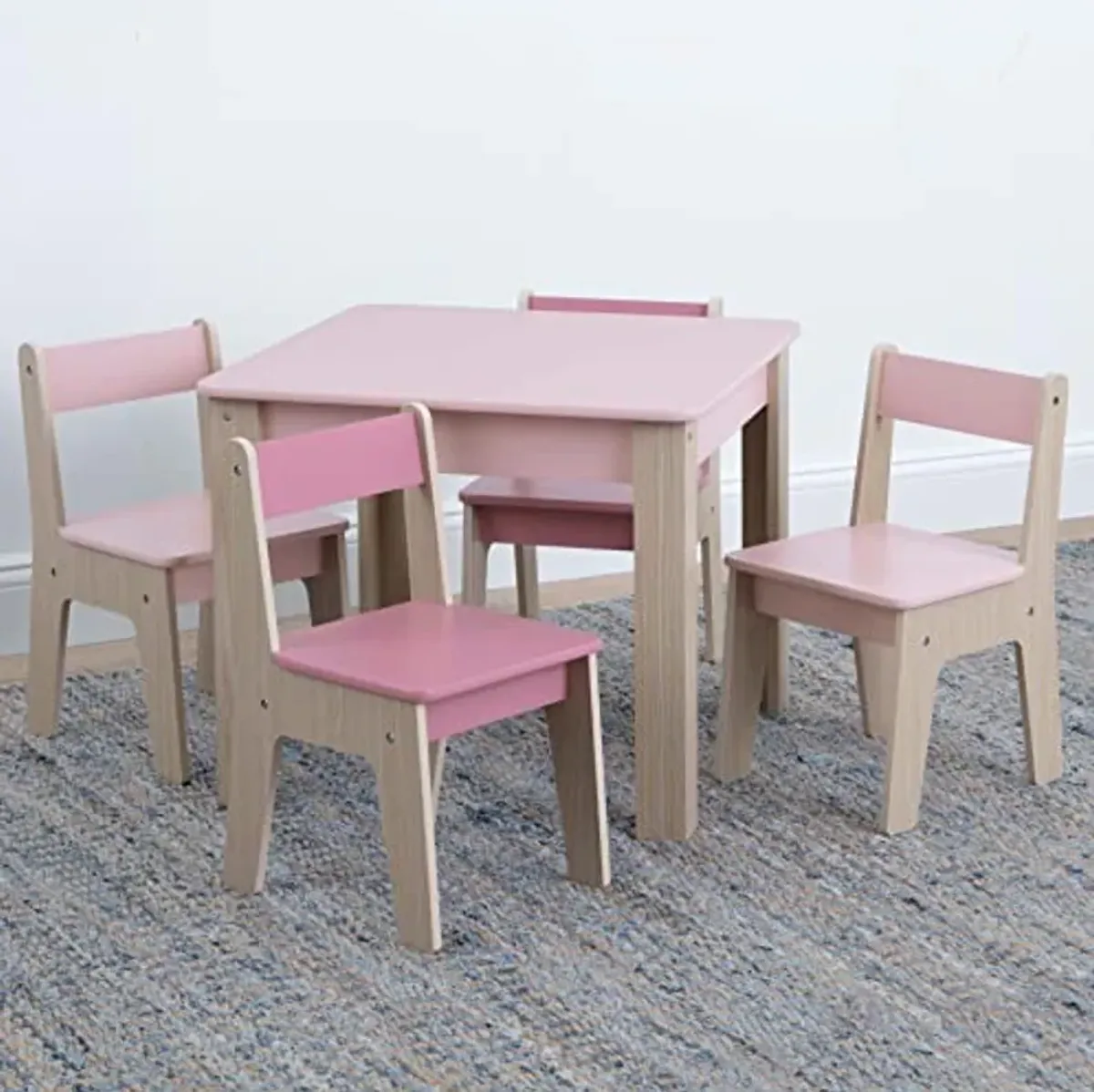 Delta Children Gap GapKids Table and 4 Chair Set - Greenguard Gold Certified, Blush/Natural & Gap GapKids Toy Box - Greenguard Gold Certified, Blush