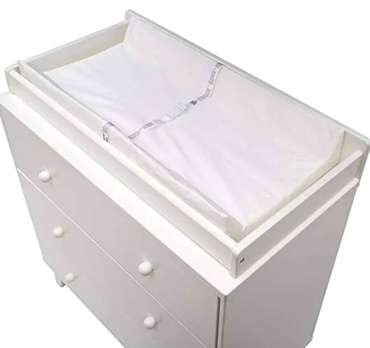 Delta Children Jade Changing Table/Cart, White Melamine/Bronze & Foam Contoured Changing Pad with Waterproof Cover