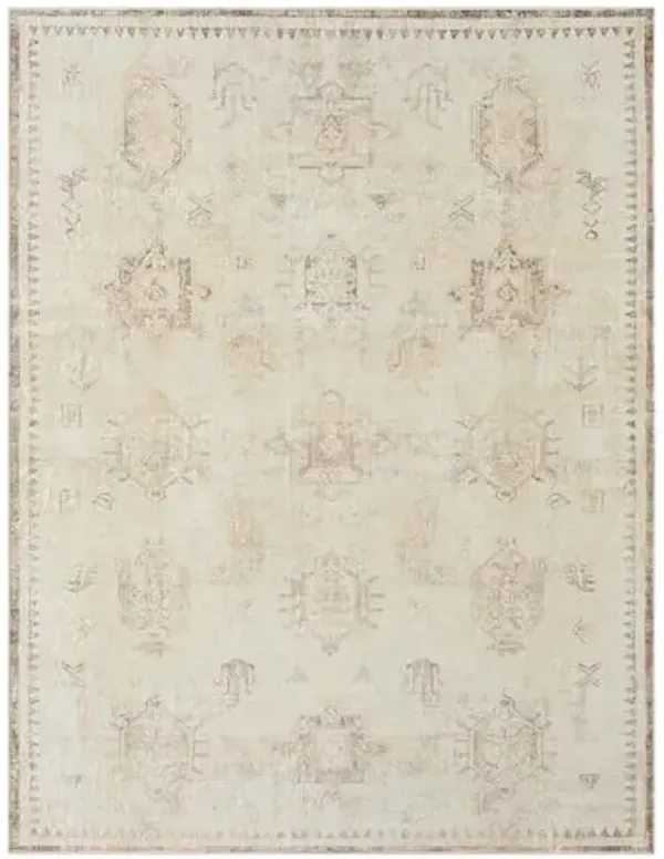 LR Home 3x4 Water Repellent Indoor Area Rug for Home Decor | Transitional Medallion Rugs for Bedroom, Living Room, Playroom, Entryway | Turkish Washable Carpet for Room Décor | Beige/Multicolor