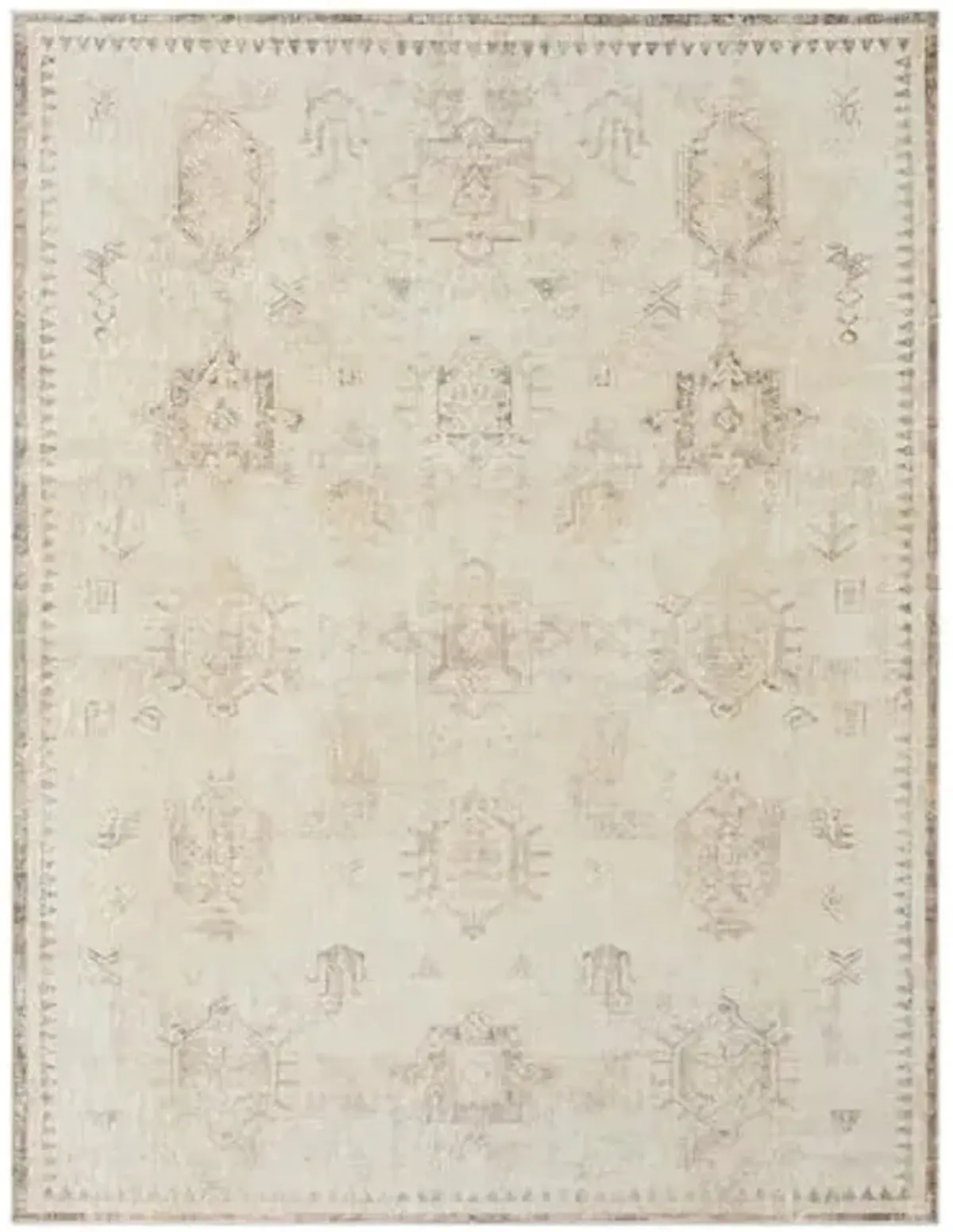 LR Home 8x10 Water Repellent Indoor Area Rug for Home Decor | Transitional Medallion Rugs for Bedroom, Living Room, Playroom, Entryway | Turkish Washable Carpet for Room Décor | Beige/Multicolor