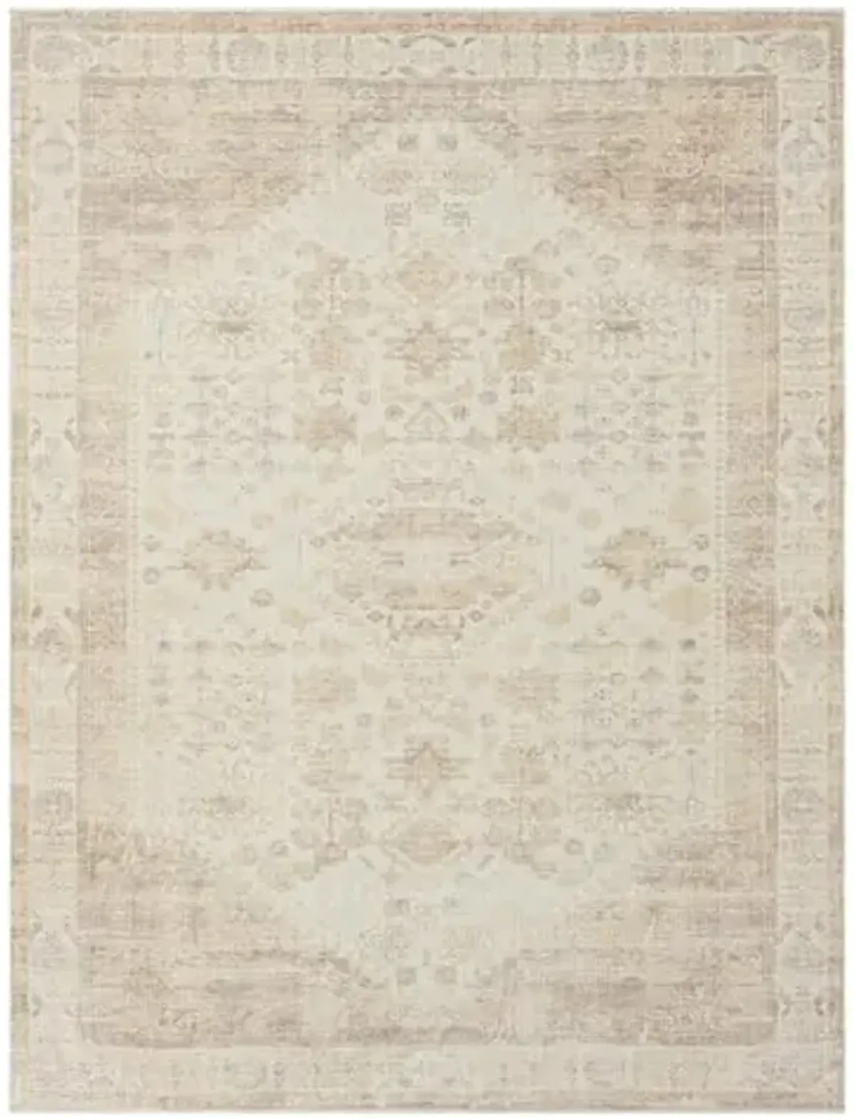 LR Home 3x4 Water Repellent Indoor Area Rug for Home Decor | Transitional Medallion Rugs for Bedroom, Living Room, Playroom, Entryway | Turkish Washable Carpet for Room Décor | Beige/Cream