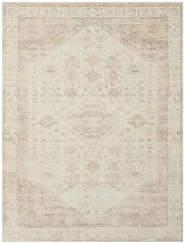 LR Home 3x4 Water Repellent Indoor Area Rug for Home Decor | Transitional Medallion Rugs for Bedroom, Living Room, Playroom, Entryway | Turkish Washable Carpet for Room Décor | Beige/Cream