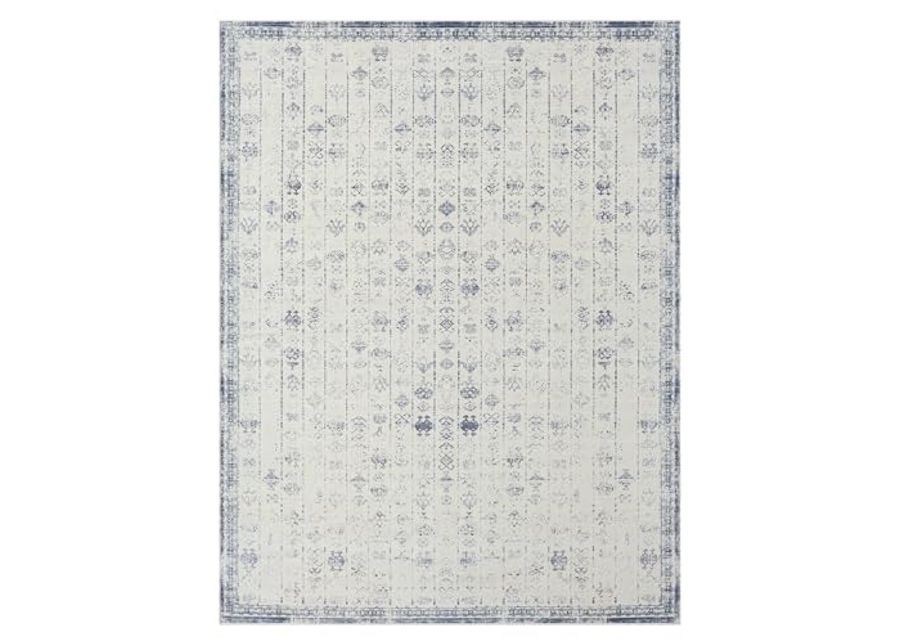 LR Home Abby Blue/Gray Transitional Liquid-Repellent, Washable Indoor Area Rug, 2'8" x 3'10"