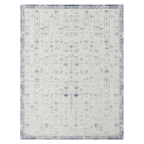 LR Home Abby Blue/Gray Transitional Liquid-Repellent, Washable Indoor Area Rug, 2'8" x 3'10"