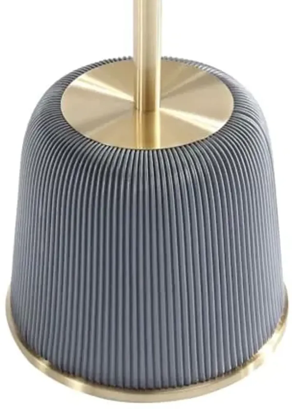 Manhattan Comfort Modern Anderson End Table 1.0 and End Table 2.0 Upholstered in Grey Leatherette with Ceramic Faux Tabletop and Gold Metal Tabletop- Set of 2