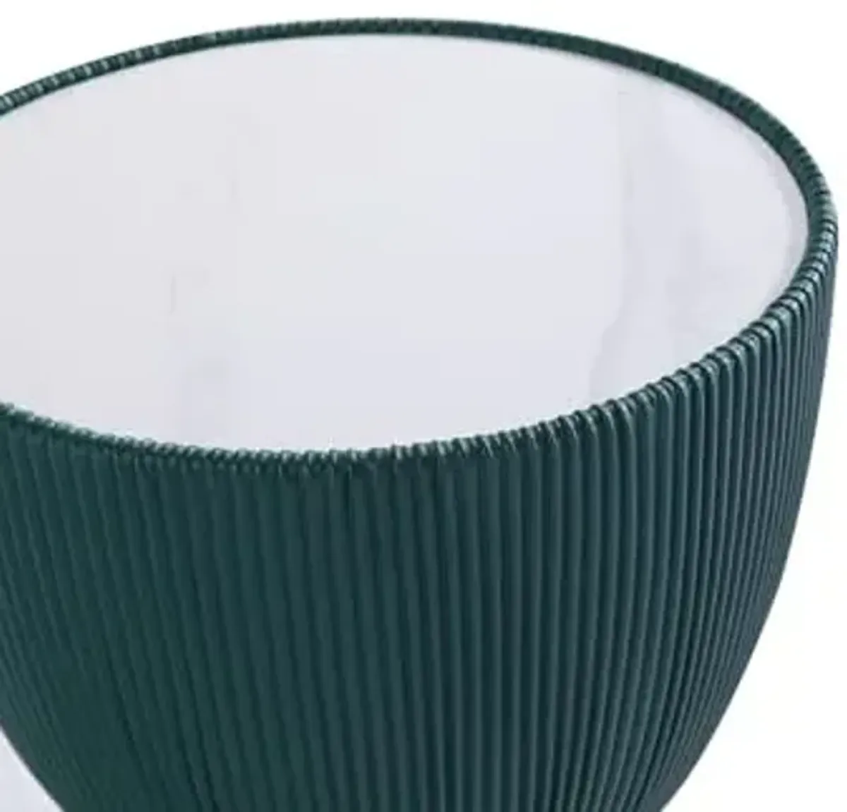 Manhattan Comfort Anderson Modern 18" Round End Table 2.0 | Ceramic Marble Tabletop, Elegant Pleated Leatherette Design & Gold Stainless Steel Base, Fully Assembled Accent Furniture, Set of 1, Green