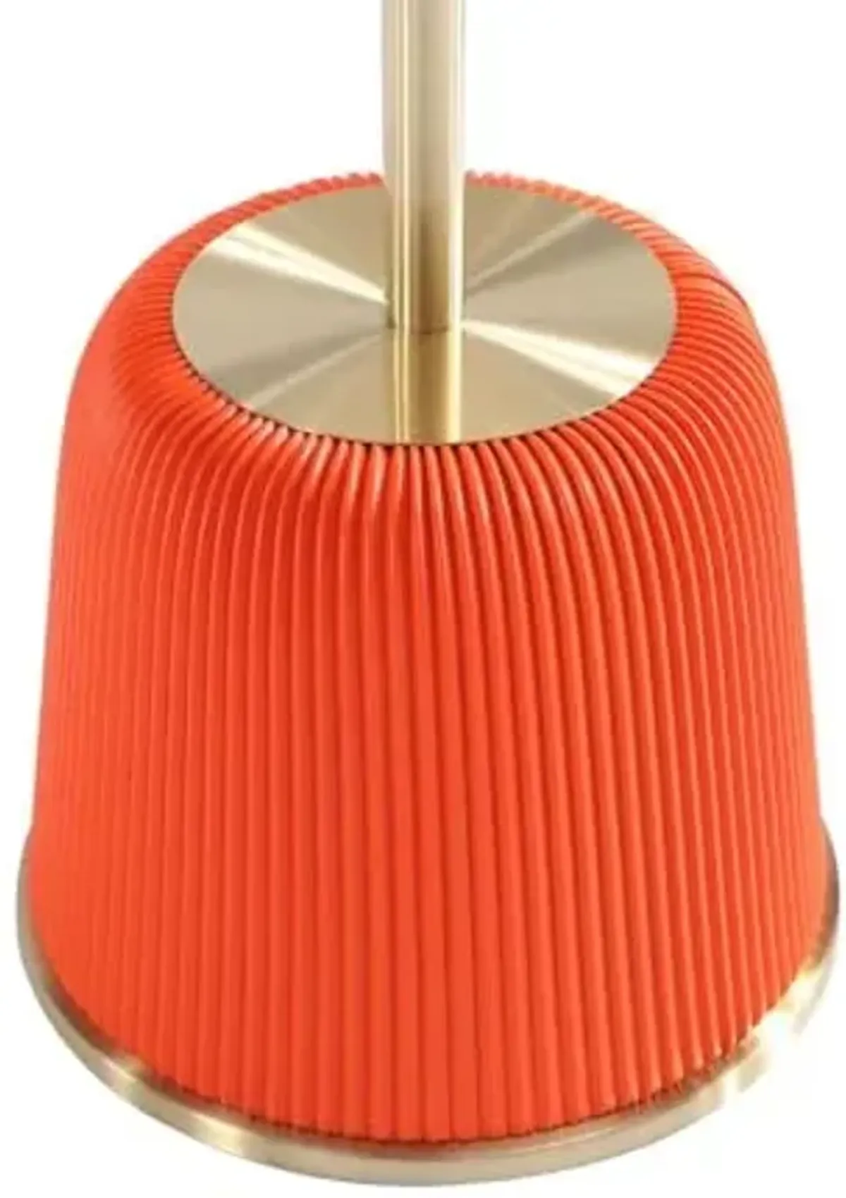 Manhattan Comfort Modern Anderson End Table 1.0 and End Table 2.0 Upholstered in Orange Leatherette with Ceramic Faux Tabletop and Gold Metal Tabletop- Set of 2