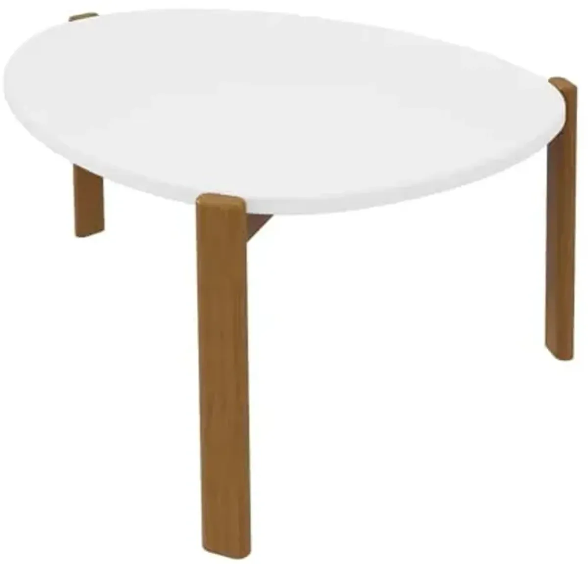 Manhattan Comfort Gales Mid-Century Modern End Coffee Table with Solid Wood Legs, Matte White