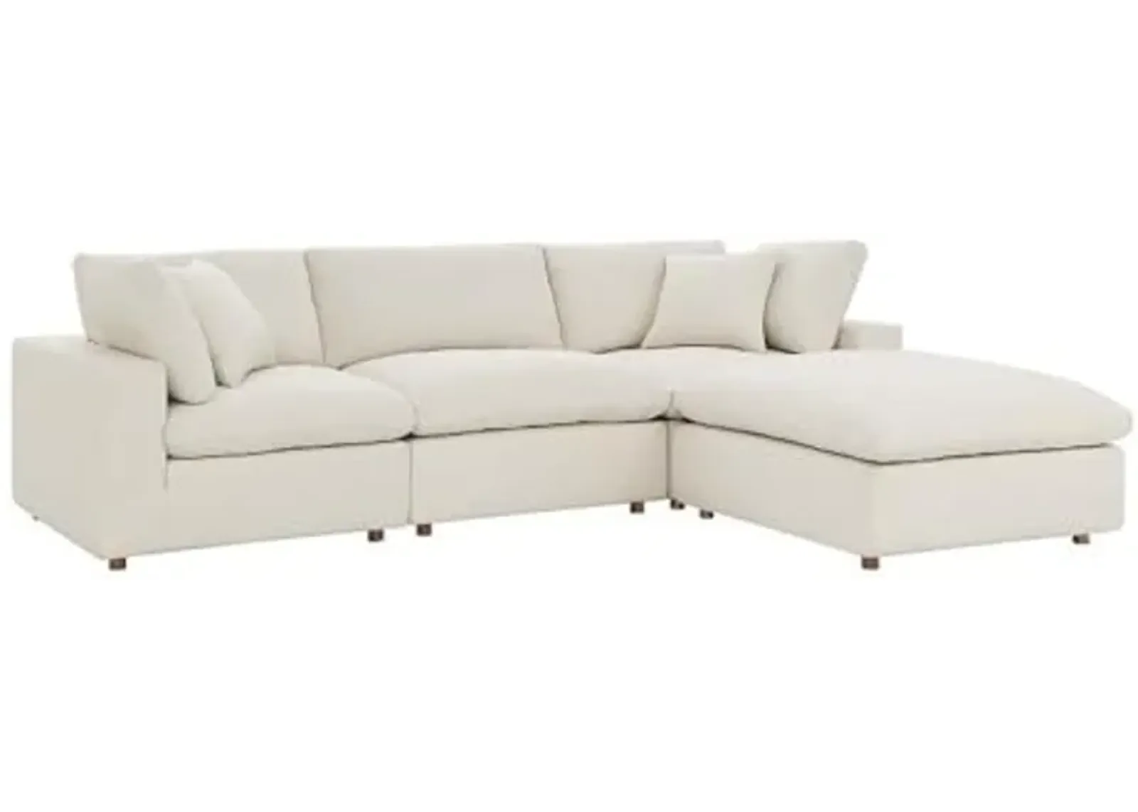 Modway Commix 4-Piece Fabric Down Filled Sectional Sofa Set in Light Beige