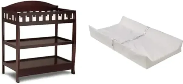 Delta Children Infant Changing Table with Pad, Espresso Cherry & Foam Contoured Changing Pad with Waterproof Cover