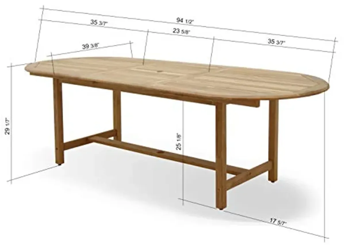 Amazonia Patio Macarelleta 7-Piece Oval Patio Dining Set | Teak Wood 100% Certified |Ideal for Outdoors, Black