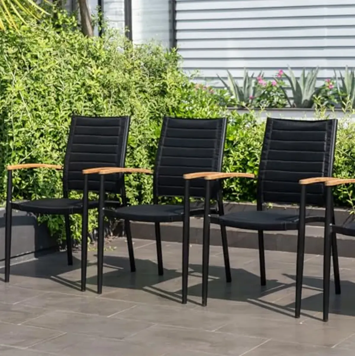 Amazonia Patio Macarelleta 7-Piece Oval Patio Dining Set | Teak Wood 100% Certified |Ideal for Outdoors, Black