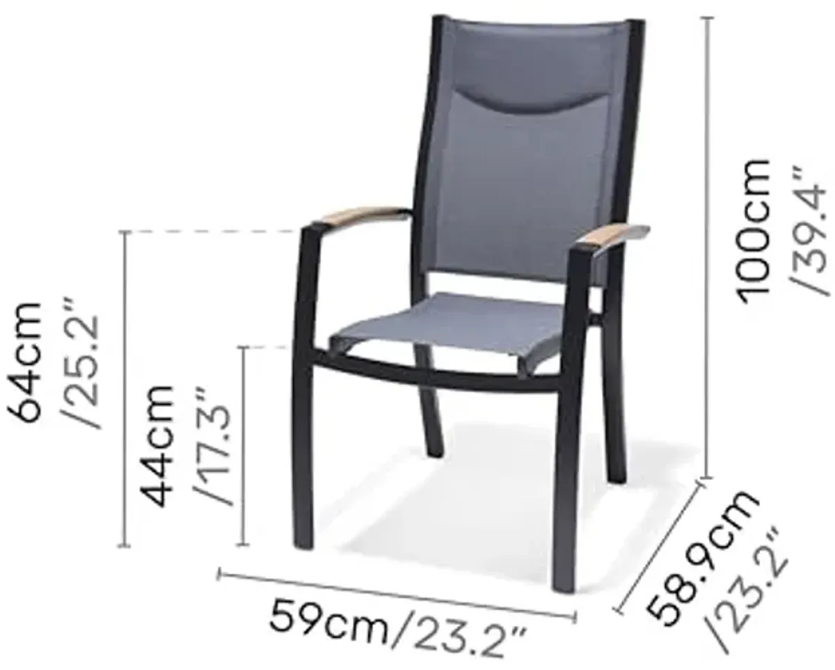 Amazonia Patio Kaihalulu| 4-Piece Patio Dining Chair Set|Maintenance-Free Aluminum| Ideal for Outdoors, Black