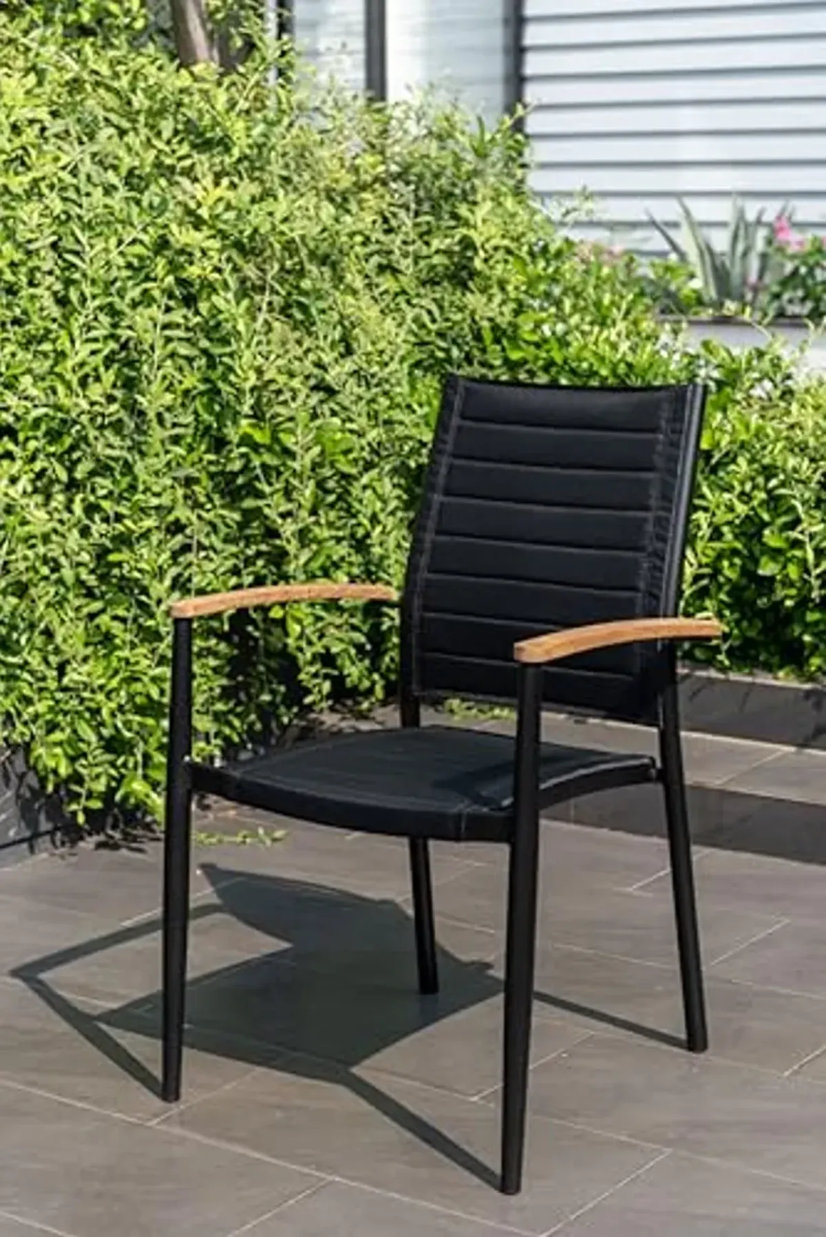 Amazonia Patio Whitehaven 2-Piece Patio Dining Chair Set |Aluminum and Teak Wood 100% Certified |Ideal for Outdoors, Black