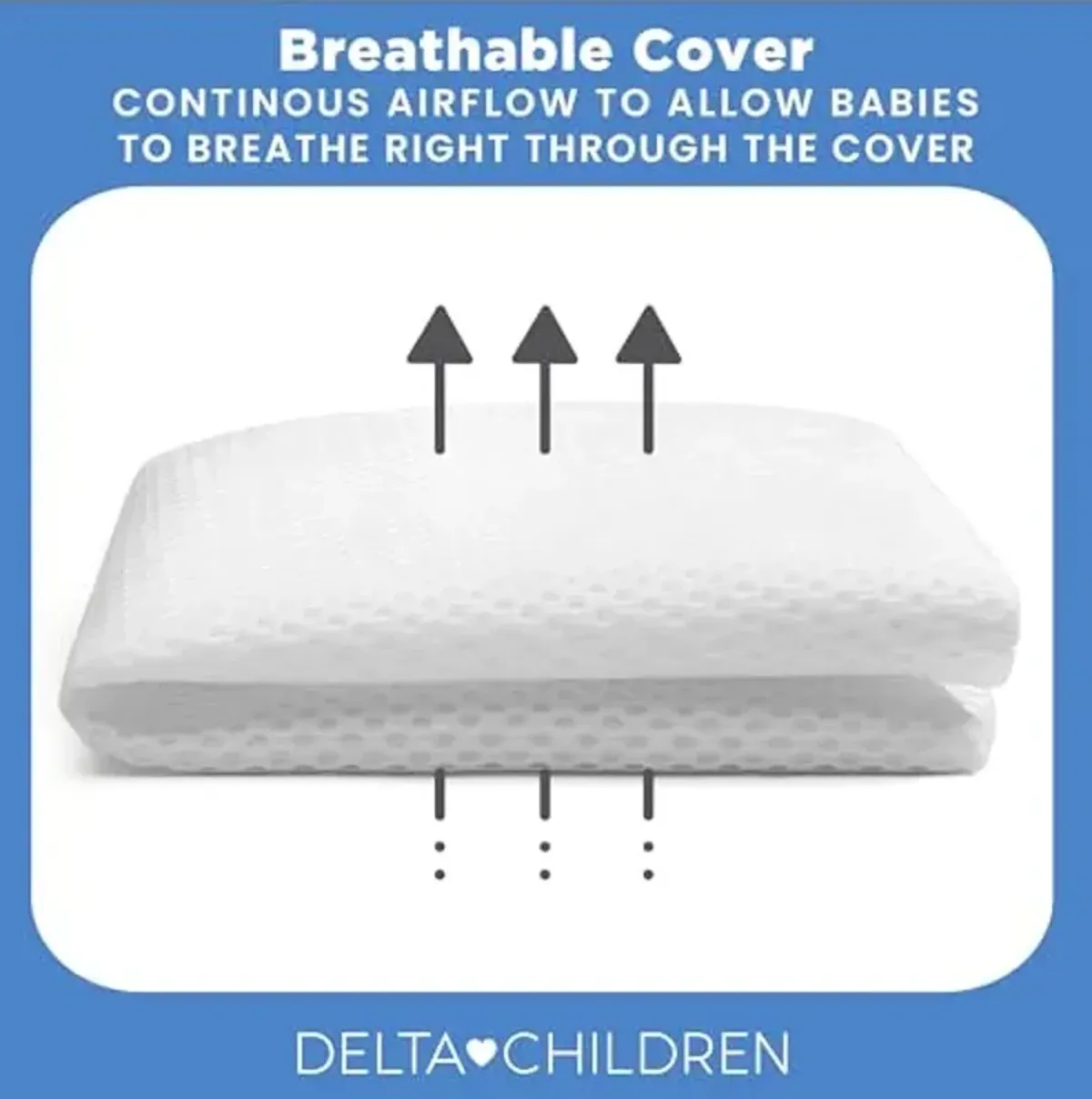 Delta Children Breathable Crib Mattress Pad Cover - Make Every Crib Mattress Breathable, Elastic Edges for Secure, Universal Fit - Machine Washable - 1 Pack, White