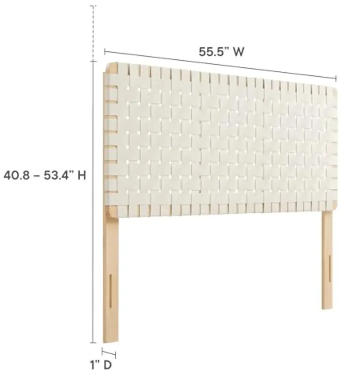 Modway Sparta Vegan Leather Weave Full Headboard in Natural Beige Faux Leather Full Headboard Only, Height Adjustable Headboard, Freestanding Headboard for Teenager's Bedroom