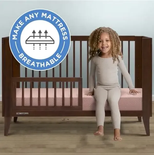 Delta Children Breathable Crib Mattress Pad Cover - Make Every Crib Mattress Breathable - Elastic Edges for Secure, Universal Fit - Machine Washable - 1 Pack, Pink