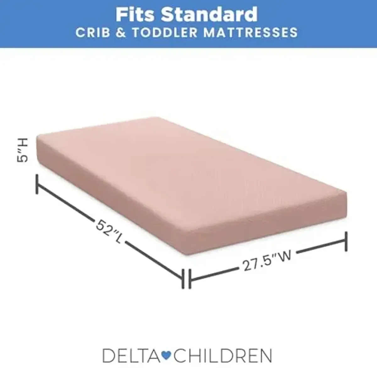 Delta Children Breathable Crib Mattress Pad Cover - Make Every Crib Mattress Breathable - Elastic Edges for Secure, Universal Fit - Machine Washable - 1 Pack, Pink