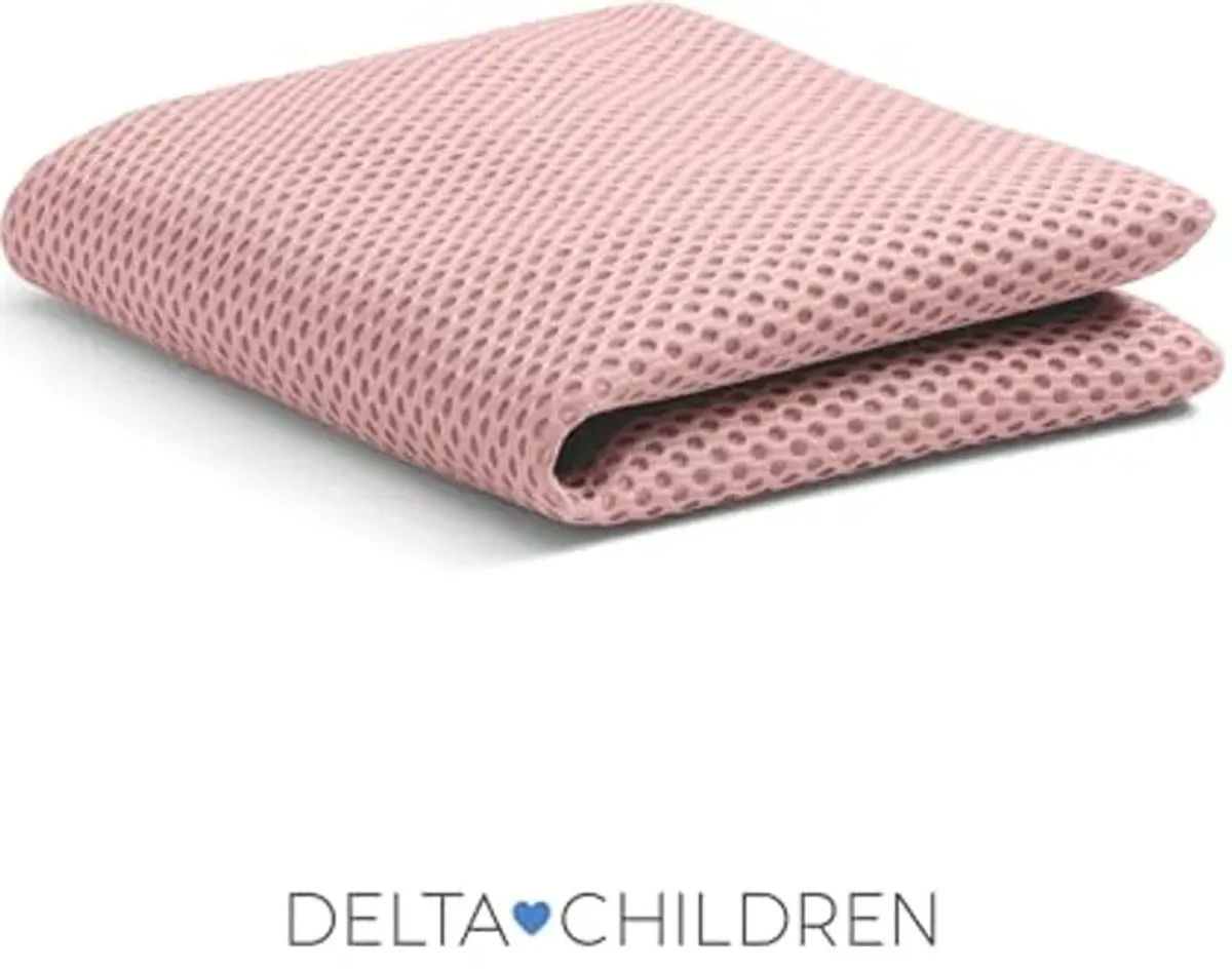 Delta Children Breathable Crib Mattress Pad Cover - 100% Breathable Mattress Pad Cover for Cribs - Elastic Edges for Secure, Universal Fit - Machine Washable - 1 Pack, Pink