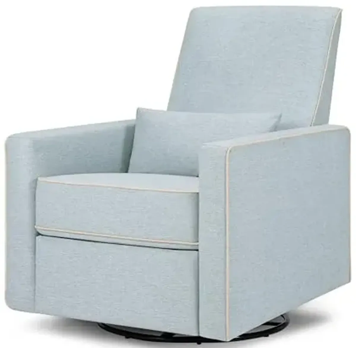 DaVinci Piper 360° Swivel Rocker Recliner Chair, Rocking Chair for Nursery & Living Room, GREENGUARD Gold, FSC & Certi-PUR US Certified, Comfy Nursery Glider Recliner - Heathered Blue w/Cream Piping