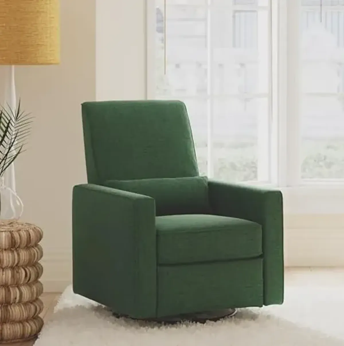 DaVinci Piper 360° Swivel Rocker Recliner Chair - Glider Rocking Chair for Nursery and Living Room - GREENGUARD Gold, FSC & Certi-PUR US Certified - Ultra Comfy Nursery Glider Recliner - Pine Green