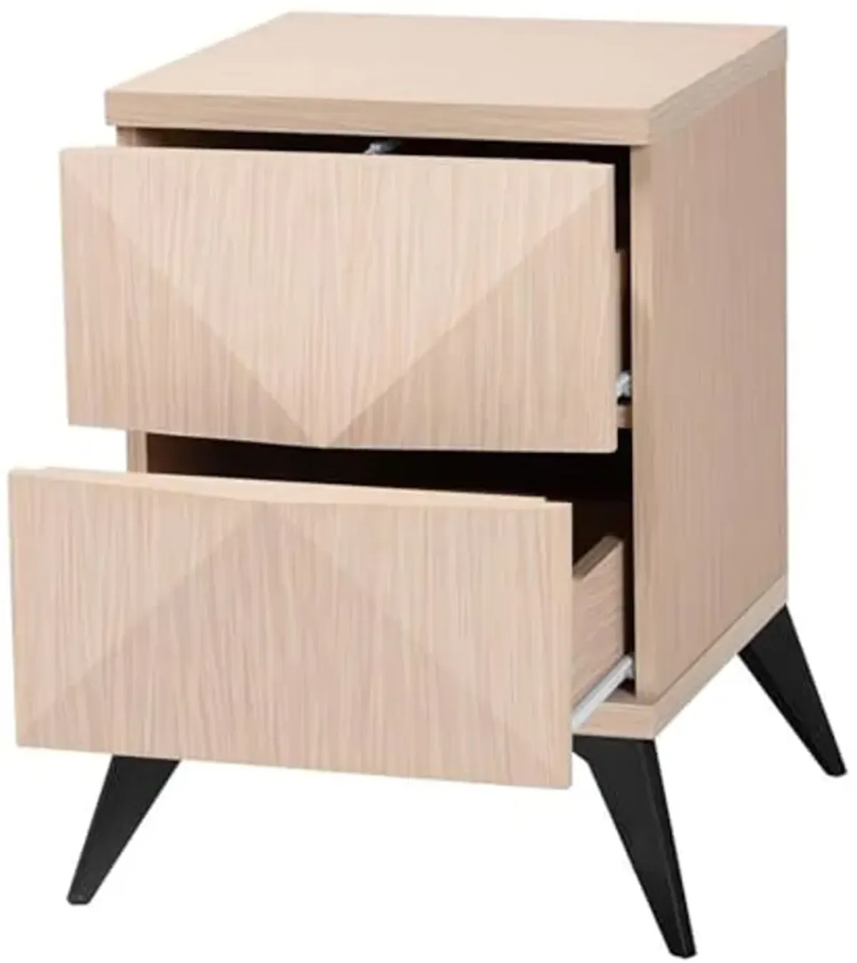 Baxton Studio Draper Mid-Century Modern Two-Tone Light Brown and Black Wood 2-Drawer Nightstand