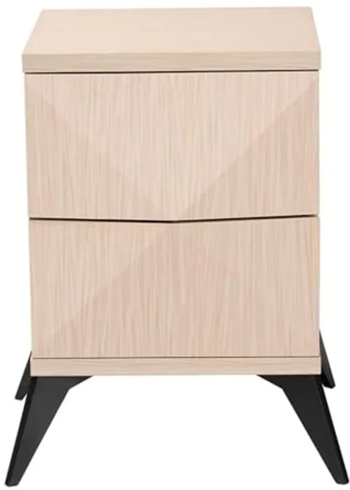 Baxton Studio Draper Mid-Century Modern Two-Tone Light Brown and Black Wood 2-Drawer Nightstand