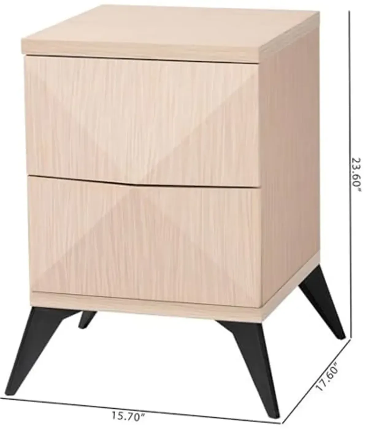 Baxton Studio Draper Mid-Century Modern Two-Tone Light Brown and Black Wood 2-Drawer Nightstand