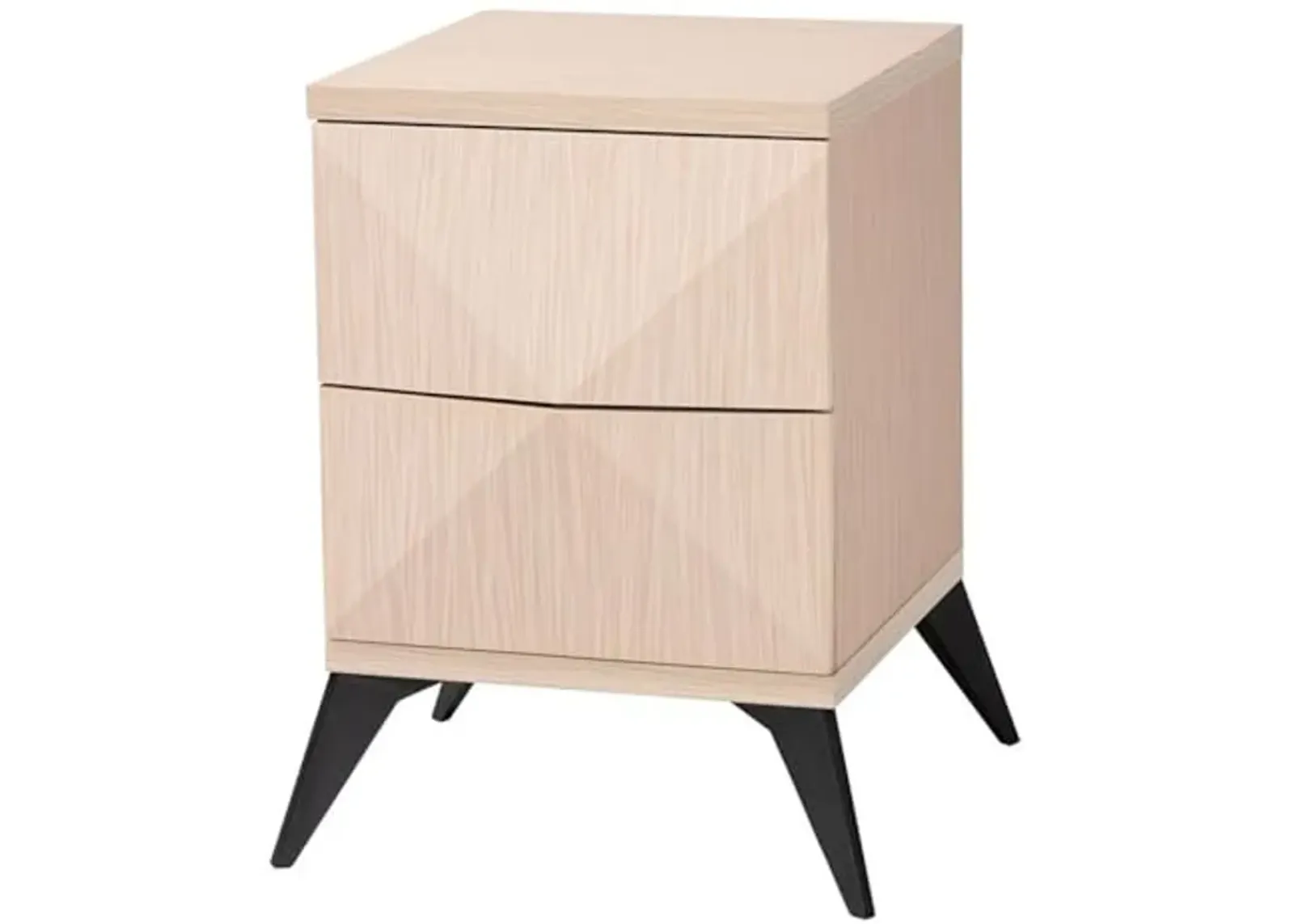 Baxton Studio Draper Mid-Century Modern Two-Tone Light Brown and Black Wood 2-Drawer Nightstand