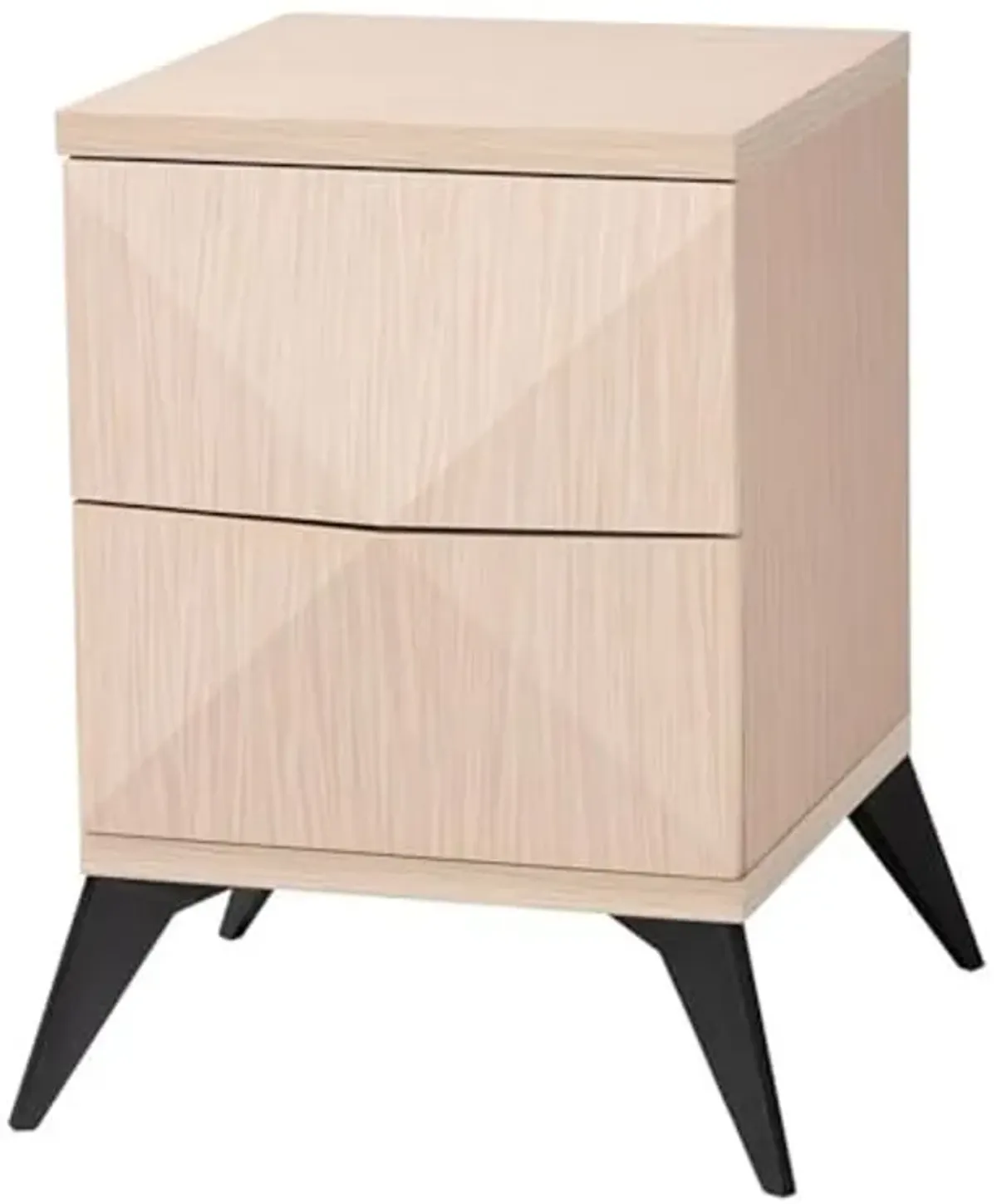 Baxton Studio Draper Mid-Century Modern Two-Tone Light Brown and Black Wood 2-Drawer Nightstand