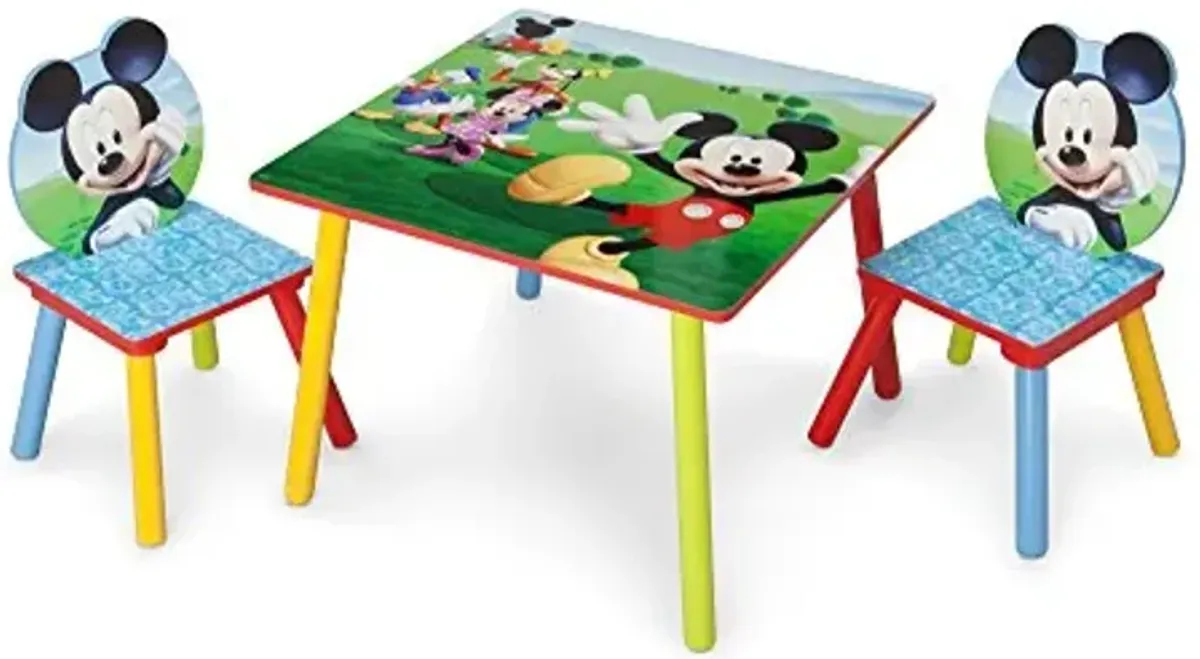Delta Children Kids Table and Chair Set (2 Chairs Included) - Ideal for Arts & Crafts, Snack Time & Wooden Double-Sided Easel with Storage - Greenguard Gold Certified, Disney Mickey Mouse