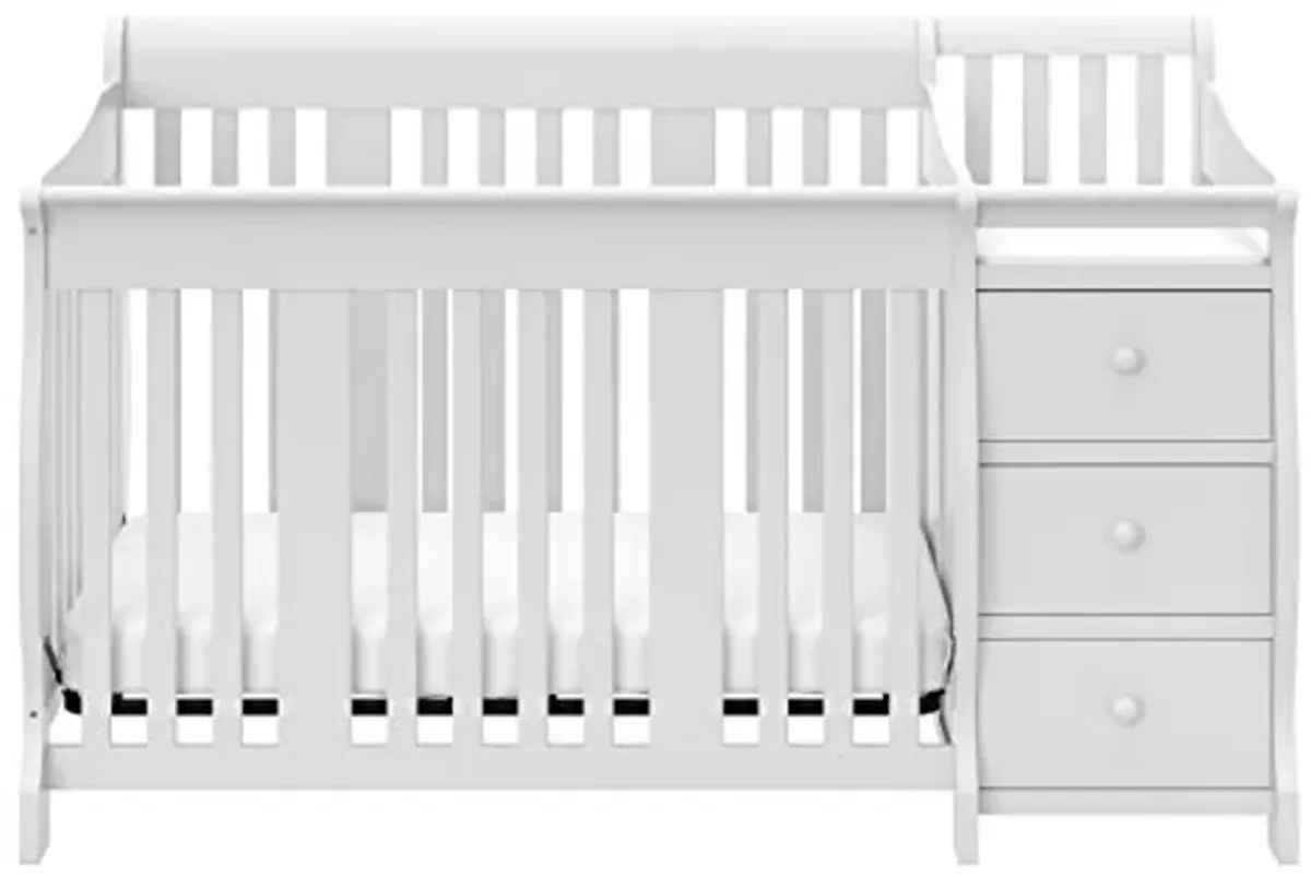 STORKCRAFT Kenton 6 Drawer Double Dresser (White) for Kids Bedroom, Nursery Dresser Organizer & Portofino 5-in-1 Convertible Crib and Changer (White) – Changing-Table Combo with Drawer