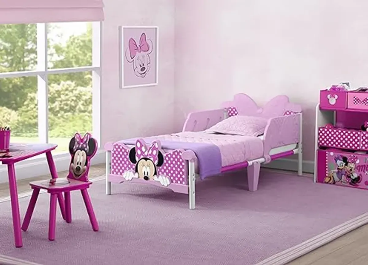 Delta Children - Disney Minnie Mouse 3-Piece Toddler Playroom Set– includes Table, Chair and Toy Box, Pink & Minnie Mouse 3D Toddler Bed, Pink