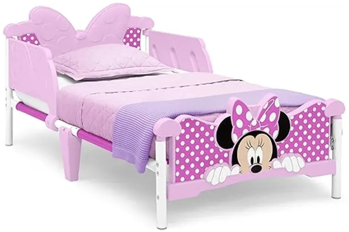 Delta Children - Disney Minnie Mouse 3-Piece Toddler Playroom Set– includes Table, Chair and Toy Box, Pink & Minnie Mouse 3D Toddler Bed, Pink