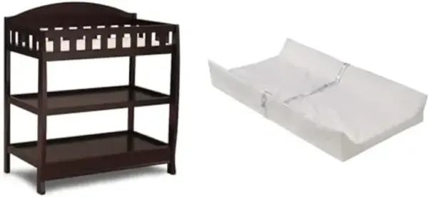 Delta Children Infant Changing Table with Pad, Dark Chocolate & Foam Contoured Changing Pad with Waterproof Cover